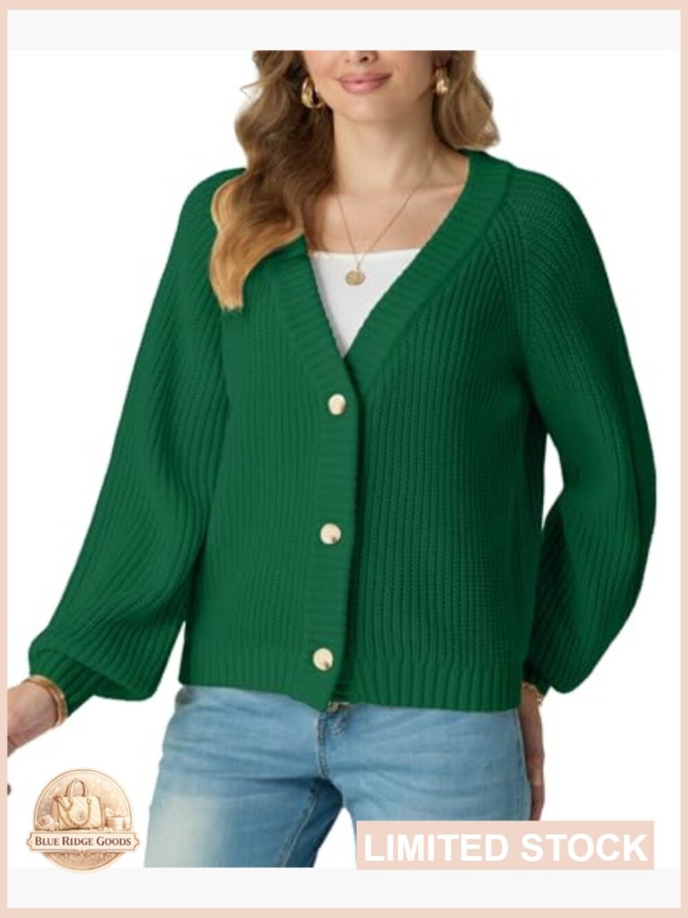 Chunky Knit Cardigan Oversized V-Neck Button Front Loose Fit Sweater - Picture 5 of 7